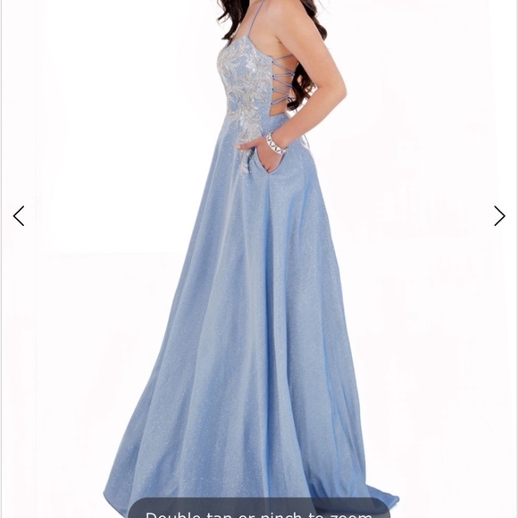 Cecilia Couture 2521 Size 6 Blue Ball gown Tie Up Back NWT - Picture 8 of 12